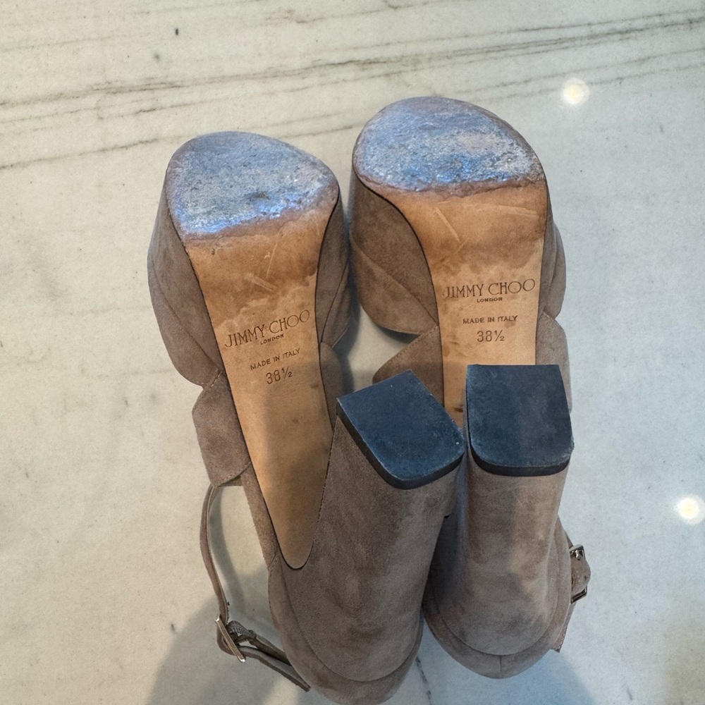 Jimmy Choo Taupe Suede Heels - Picture 4 of 4